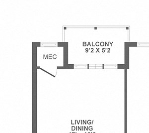 one bedroom, den, balcony